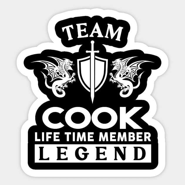 Cook Name T Shirt - Cook Life Time Member Legend Gift Item Tee Sticker by unendurableslemp118